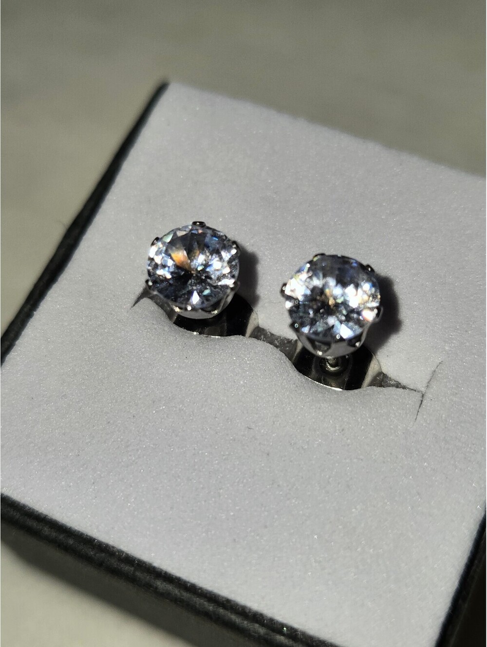 Classic Round Cut Cubic Zirconia Stud Earrings in Silver plate